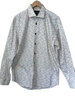 Maceoo Luxor Funky Yellow Triangle Print Italian Fabric Men Dress Shirt 4/Large